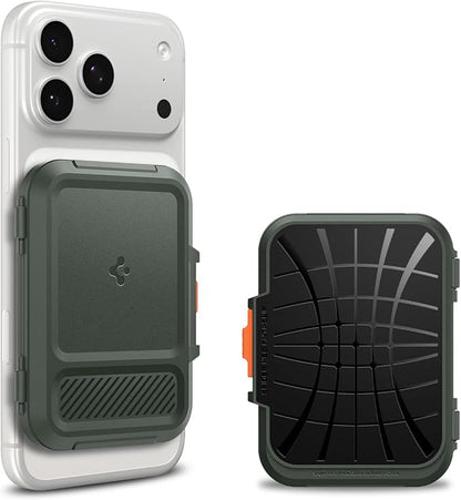Spigen for MagSafe Wallet, Heavy Duty Hardshell Magnetic Card Holder Compatible with iPhone 17/16/15/14/13/12 Pixel 10 Series MagSafe-Cases Pixelsnap Holds 5-6/7-8 Cards