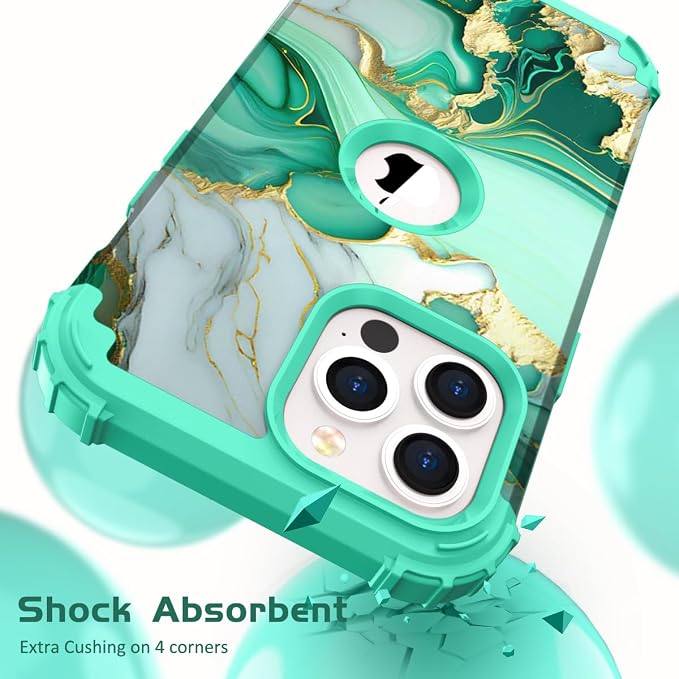 Hocase for iPhone 15 Pro Max Case, Heavy Duty Shockproof Protection Soft Silicone Rubber Bumper+Hard Plastic Hybrid Protective Case for iPhone 15 Pro Max 6.7" 2023 - Mint Green