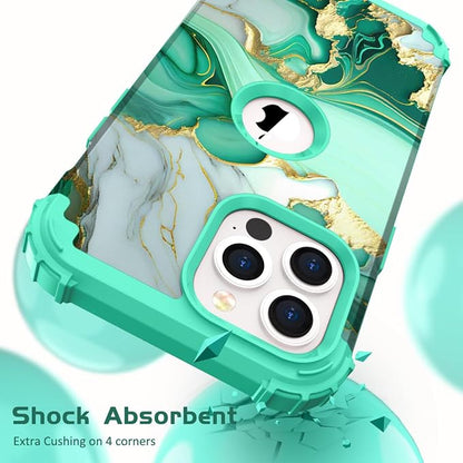 Hocase for iPhone 14 Pro Max Case, Heavy Duty Shockproof Protection Soft Silicone Rubber+Hard Plastic Bumpers Hybrid Protective Case for iPhone 14 Pro Max 2022 - Mint Green