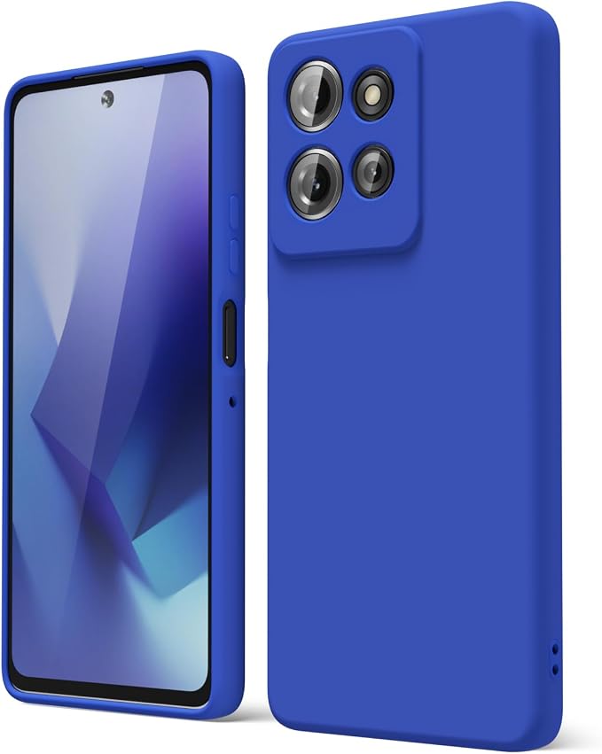 oakxco for Motorola Moto G Power 2025 Case Liquid Silicone, Cute Thin Slim Grip Soft Rubber Gel for Women Men, Smooth Matte TPU Plain Solid Color Girly Simple Case with Camera Cover, Royal Blue