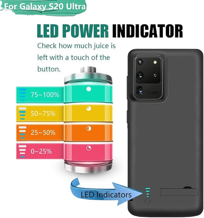 Battery Case for Samsung Galaxy S20 Ultra 5G, 6000mAh Rechargeable Extended Battery Charging Charger Case, Add 100% Extra Juice, NOT Compatible with Note 20 Ultra (6.9 inch)