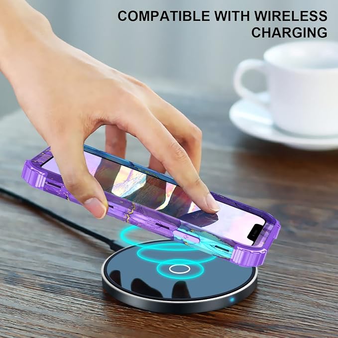 Hocase for iPhone 13 Pro Max Case, Heavy Duty Shockproof Protection Soft Silicone Rubber Bumper+Hard Plastic Hybrid Protective Case for iPhone 13 Pro Max (6.7") 2021 - When Purple Meets Blue