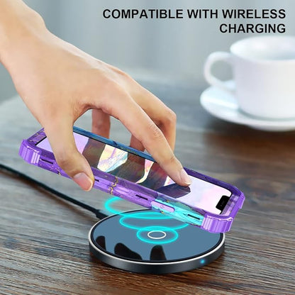 Hocase for iPhone 13 Pro Max Case, Heavy Duty Shockproof Protection Soft Silicone Rubber Bumper+Hard Plastic Hybrid Protective Case for iPhone 13 Pro Max (6.7") 2021 - When Purple Meets Blue