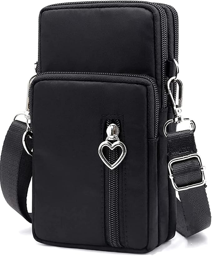 Crossover Body Bag Armband for Moto E, One 5G, G100, G Fast Power Stylus Play/Samsung Galaxy S22 Plus S21+ S20+ / OnePlus Nord N10 / LG Wing K51 V60 Small Cute Cell Phone Purse Wallet Pouch (Black)