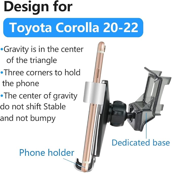 LUNQIN Car Phone Holder for Toyota Corolla 2020 2021 2022 2023 2024 2025 2026 and Corolla Cross 2022-2026 Auto Interior Accessories Cell Phones Mount Mobile Cradle Cellphone Charging Navigation Stand