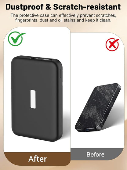 Silicone Protective Case Compatible with Anker MagGo Power Bank 10,000mAh 15W, Full-Body Protective Cover with Precise Cutouts, Shockproof & Scratch-Resistant Sleeve (Black)