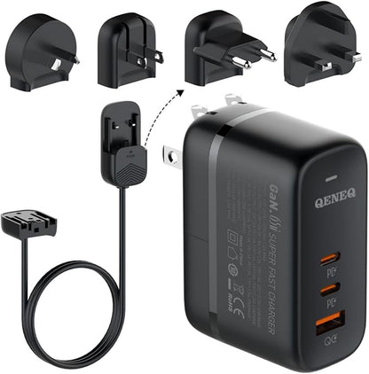 GaN 65W USB C Charger 3 Port Fast Charging Block Travel Charger Wall Charger Universal Travel Adapter EU UK Plug Adapter for MacBook iPad Pro/Air iPhone 15 16 Samsung S24 Laptop Steam Deck