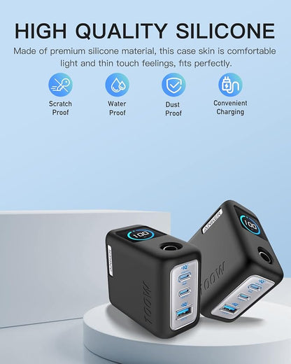Silicone Case for Anker GaNPrime Lite 100W Charger (A121B, 4-Port),Full-Body Protective Cover for Anker Prime Power Bank,Precise Port Cutouts (Case Only) Black