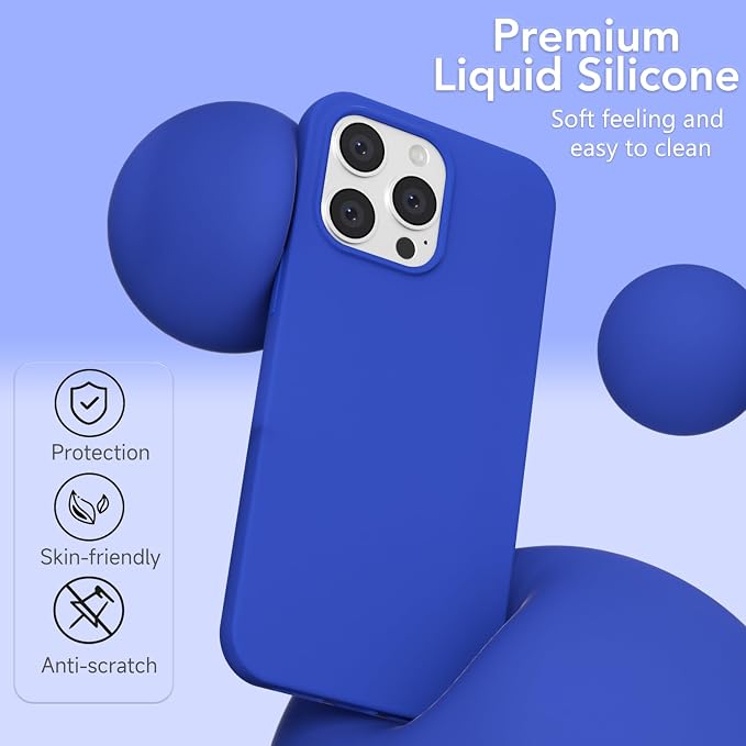 for iPhone 13 Pro Max Case Silicone Compatible with Magsafe Case, Ultra Slim Thin Magnetic Phone Cases Mag Safe, Cute Soft Rubber Gel Matte Plain Wireless Charging Cover for Women, Royal Blue