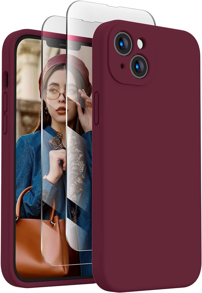 FireNova Designed for iPhone 13 Case, Silicone Upgraded [Camera Protection] Phone Case, Soft Anti-Scratch Microfiber Lining Inside, 6.1 inch, Plum
