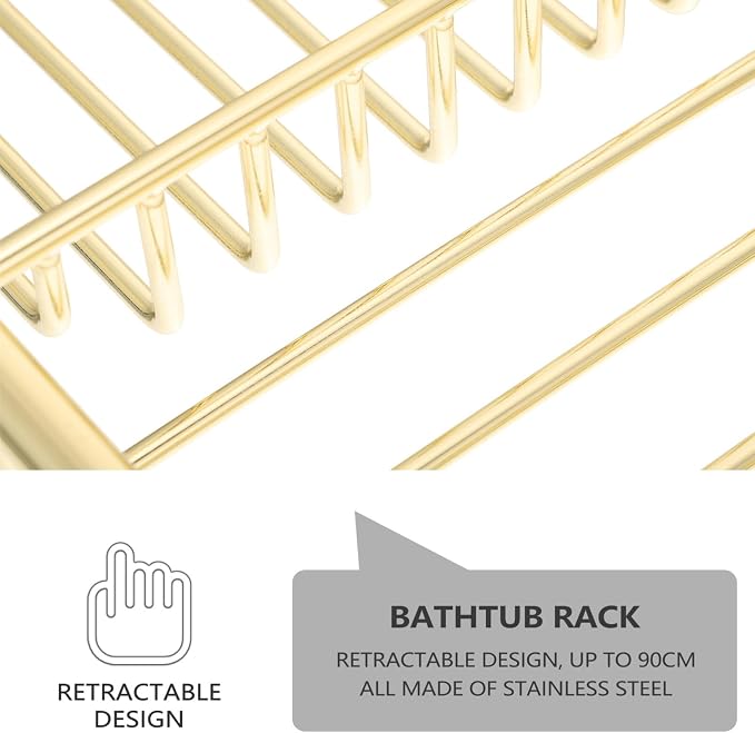 Cabilock Telescopic Bathtub Rack Adjustable Anti-Slip Bath Caddy Tray for Home Use Holds Books Wine Glasses and Phones 24.80X7.87X2.75 Inch