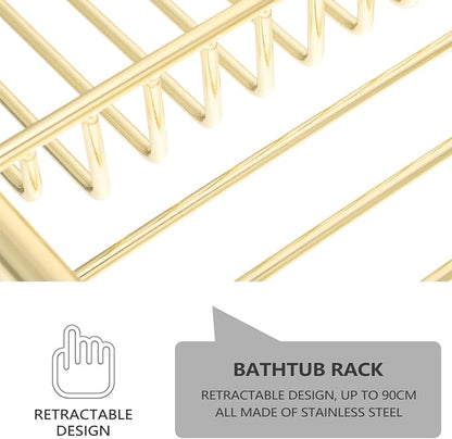 Cabilock Telescopic Bathtub Rack Adjustable Anti-Slip Bath Caddy Tray for Home Use Holds Books Wine Glasses and Phones 24.80X7.87X2.75 Inch