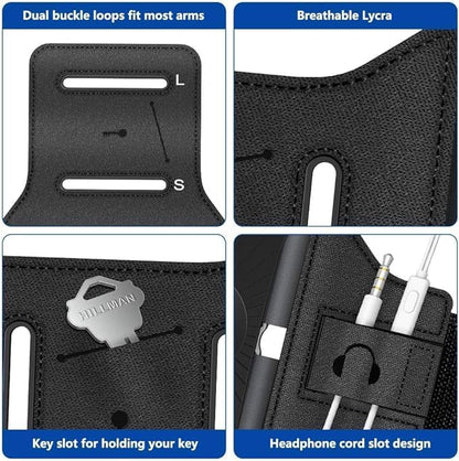 Running Armband 360° rotatable for iPhone 15/14/13/Pro Max/Pro/Mini/12/11/SE/Xs/XR/X/8/7/Plus, Suitable for All 4-6.7 inch Smartphones, Running Hiking and Cycling Mobile Phone Armband