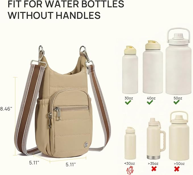 Telena Water Bottle Holder with Strap RFID Crossbody Bags for Women for Walking, Hiking, Cycling