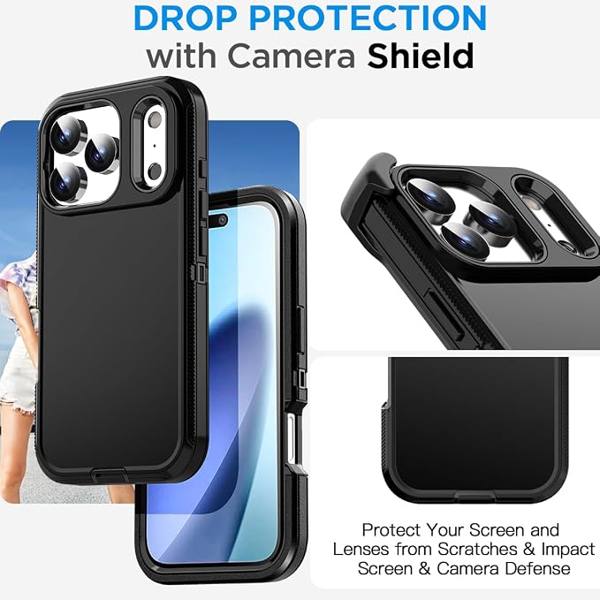 AICase for iPhone 17 Pro Case+Belt-Clip Holster 6.3",Heavy Duty Drop Protection Full Body Rugged Shockproof/Drop Proof/DustProof Military Grade Tough Durable Cover for iPhone 17 Pro 2025_27