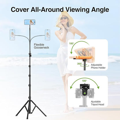 elitehood Magnetic iPhone Tripod Stand with Flexible Gooseneck, Magsafe Phone Stand for Video Recording Filming, Heavy Duty Aluminum Phone Tripod for iPhone 17 Pro Max / 17 Pro / 16 Pro Max