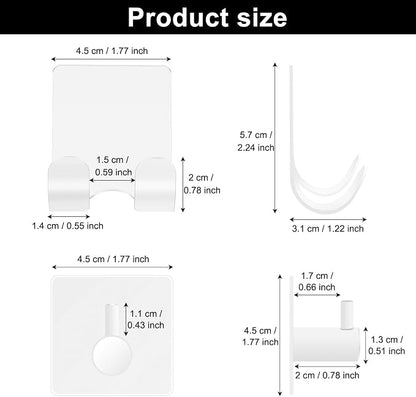 CGBE 4 Pack Shower Hooks - Self Adhesive Shaver Holder Hanger for Bathroom, Damage Free Wall Hooks for Razor, Loofah Sponge - White