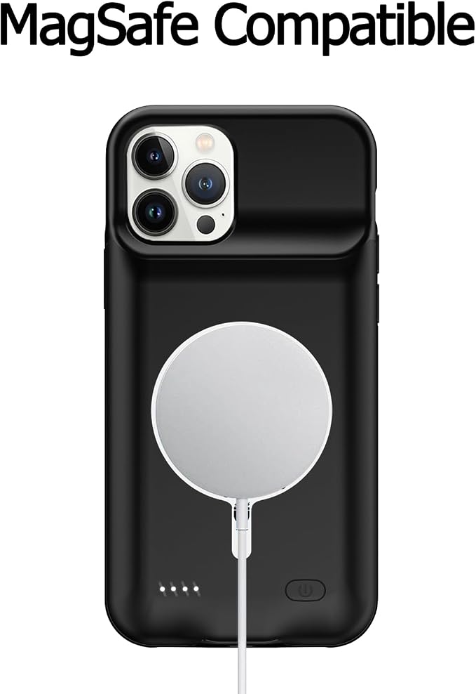 Battery Charging Case for iPhone 12/12 Pro, 10000mAh High Capacity Portable Protective Battery Case Wireless Charging Compatible with iPhone 12/12 Pro (6.1 inch) Extended Battery Charger Cover(Black)
