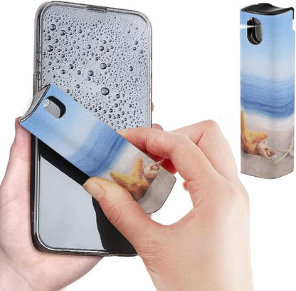 WIRESTER Screen Cleaner Spray Kit, All-in-One Spray and Wipe Cleaner, Touchscreen Mist Cleaner for Cell Phones, Tablets, iPad, Computer, Laptop, TV and Car Screens - Seashells On The Beach