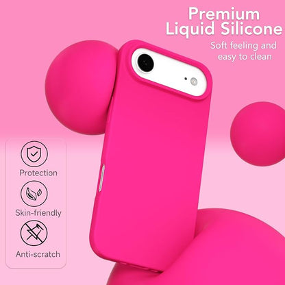 for iPhone 17 Air Case Silicone Compatible with Magsafe Case, Ultra Slim Thin Magnetic Phone Cases Mag Safe, Cute Soft Rubber Gel TPU Matte Plain Wireless Charging Cover for Women, Hot Pink