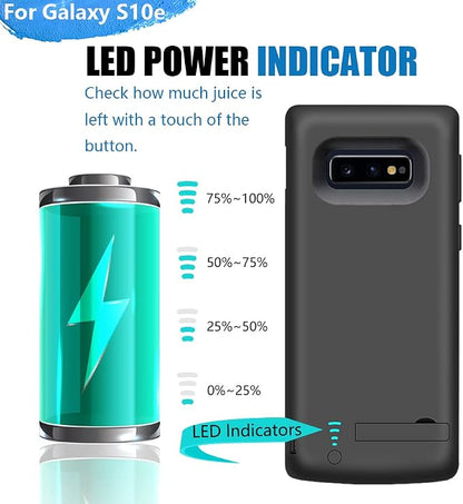 Battery Case for Samsung Galaxy S10e, 5000mAh Rechargeable Extended Battery Charging Case, Adds 1.2X Extra Juice (5.8 Inches) Black