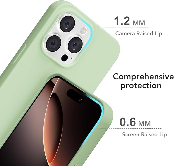 for iPhone 16 Pro Case Silicone Compatible with Magsafe Case, Ultra Slim Thin Magnetic Phone Cases Mag Safe, Cute Soft Rubber Gel TPU Matte Plain Wireless Charging Cover for Women, Sage Green