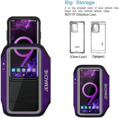 Galaxy Note 10+, 9, 8 Armband, JEMACHE Gym Run Workout Water Resistant Arm Band Case for Samsung Galaxy Note 8/9/10 Plus with Key Holder (Purple)