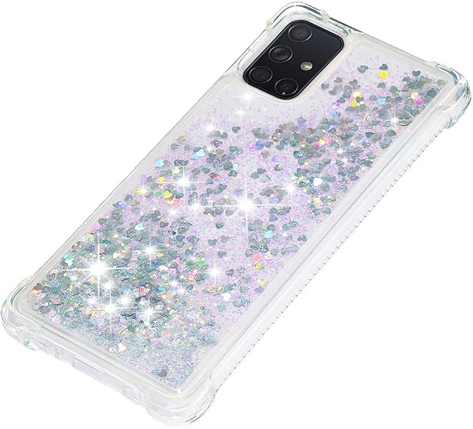 Liquid Phone Case für Galaxy A71 Glitter, Women Girls Bumper Case Bling Waterfall Liquid Case Resistant Silicone Back Case Glitter Protective Cover Shockproof Compatible with Samsung Galaxy A71