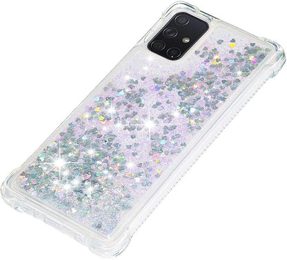 Liquid Phone Case für Galaxy A71 Glitter, Women Girls Bumper Case Bling Waterfall Liquid Case Resistant Silicone Back Case Glitter Protective Cover Shockproof Compatible with Samsung Galaxy A71