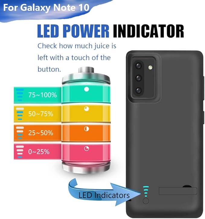 Battery Case for Samsung Galaxy Note 10, 5000mAh Rechargeable Extended Battery Charging Case, External Battery Charger Case, Add 100% Extra Juice