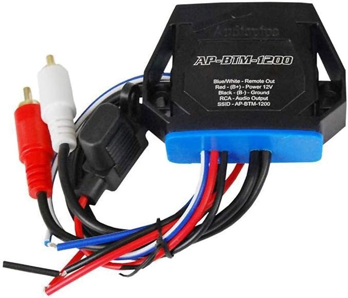 Audiopipe Marine Wireless Music Stream Audio Receiver (AP-BTM-1200), Blutooth 5.0 Adaptor, RCA Stereo Outputs, Perfect for Marine, ATV, UTV, Golf Car, Home Music