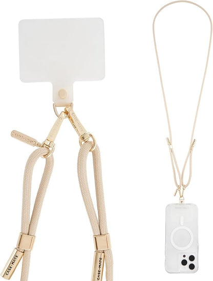 Case-Mate Crossbody Phone Lanyard/Chain [Works with All Phones] Hands-Free Cell Phone Charm/Strap - Neck Chain Holder for iPhone 17 Pro Max / 16 Pro Max / 15 Pro Max / 14/ S26 Ultra / S25 - Beige Rope