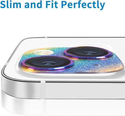 Compatible with iPhone 14 and iPhone 14 Plus Camera Lens Protector, Anti-Scratch Tempered Glass Camera Screen Protector Shockproof Full Protective Camera Cover Case Friendly Lens Cover-Colorful