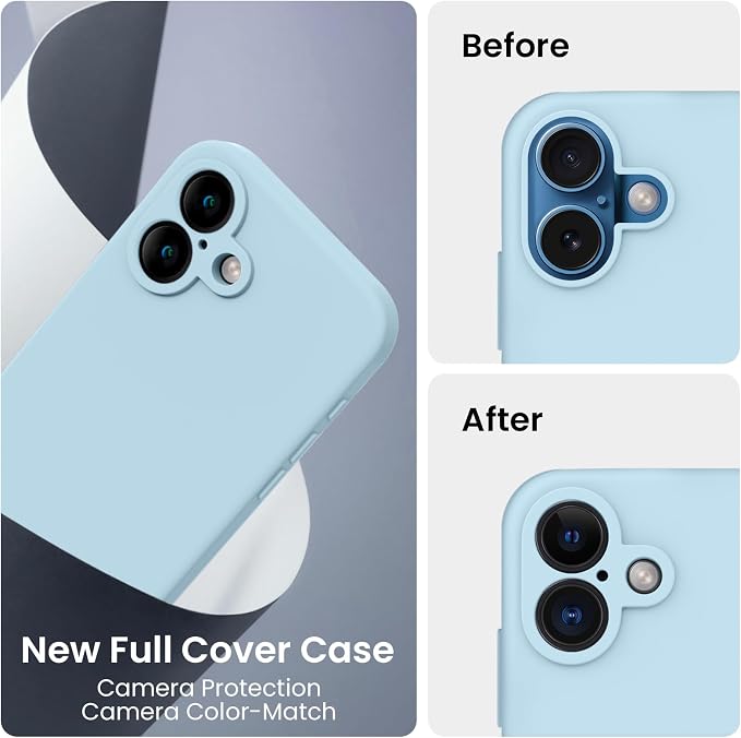 FireNova Designed for iPhone 16 Plus Case, Silicone Upgraded [Camera Protection] Case, Soft Anti-Scratch Microfiber Lining Inside, 6.7 inch, Sky Blue