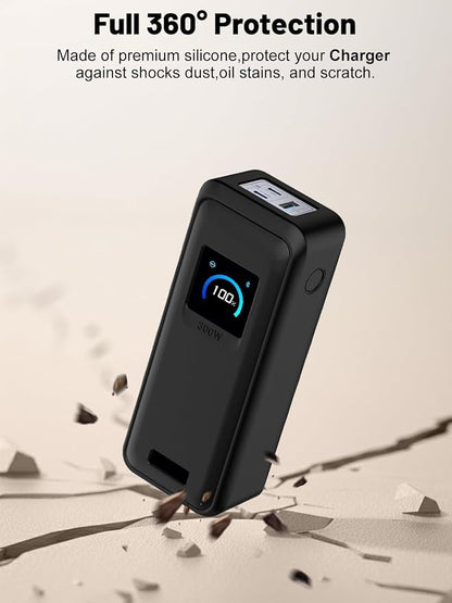 Silicone Protective Case Compatible with Anker Prime Power Bank 26,250mAh 300W, Shockproof Cover with LCD Display Visible, Anti-Lost Strap, Precision Cutouts for 3-Port Charger (Black)