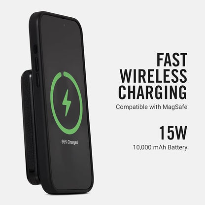Ridge Magnetic Power Bank Fast Charging - Compatible with MagSafe - Portable Charger Power Bank - with Built in Cable and Wireless Charging, 5-in-1 Charging & Magnetic Attachment (Matte Black)