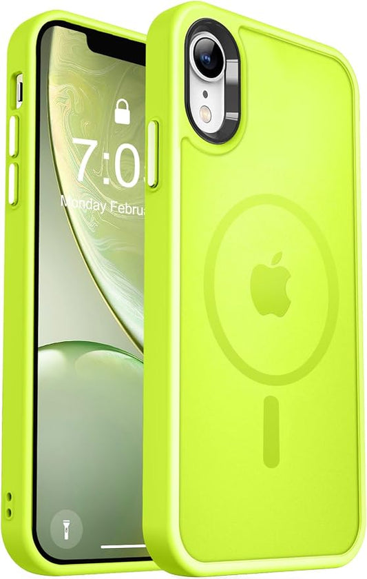 MOCCA Strong Magnetic for iPhone XR Phone Case, [Compatible with Magsafe][Mil-Grade Drop Protection] Slim Thin Translucent Matte Protective Cover Case for iPhone XR Case 6.1'', Fluorescent Green