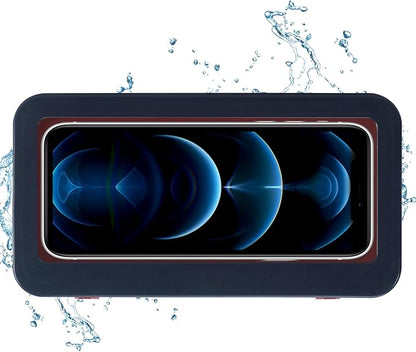 KUNSLUCK Shower Phone Holder, Waterproof Anti-Fog Touch Screen Case, Wall Mount for Bathroom Mirror & Bathtub, Compatible with 4.7"-6.8" Mobile Phones (Blue & Red)