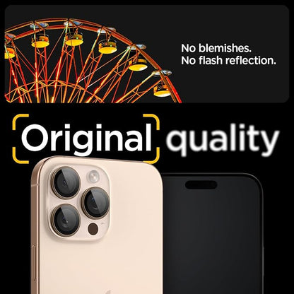Spigen Camera Lens Screen Protector [GlasTR EZ Fit Optik Pro] Designed for iPhone 16 Pro Max/iPhone 16 Pro [Case Friendly] - Desert Titanium [2 Pack]