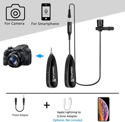KIMAFUN Wireless Microphone System, 2.4G Wireless Headset and Lavalier Lapel Microphones for iPhone, Android Phone, Laptop and Speaker, Designed for Teaching, Recording, Vlog, Broadcast, G102-3