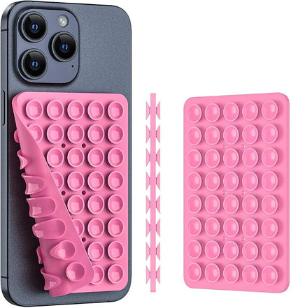 Double Sided Silicone Suction Phone Holder Mount, Silicon Accessory for iPhone and Android, Hands-Free Mirror Shower Phone Holder, TikTok Videos and Selfies (Combo G)