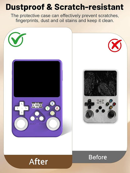 Silicone Protective Case for Anbernic R36S Game Console, Full-Body Protective Cover with Precise Cutout, Shockproof Dustproof Protector Sleeve & Scratch-Resistant Sleeve (Purple)