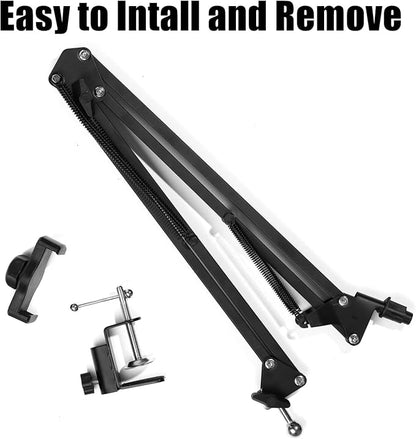 WANBY Overhead Phone Stand Articulating Arm Table Stand Mount Flexible 360° Rotation Cell Phone Clip Holder for All Smart Phone Microphone