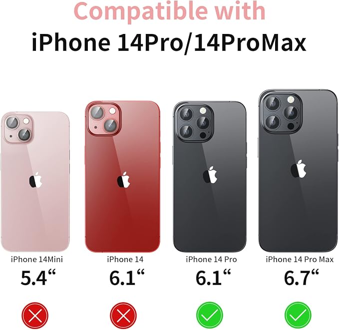 Camera Lens Protector for iPhone 14 Pro/iPhone 14 Pro Max, Alloy Metal Camera Cover with Tempered Glass Screen Protector Accessories,Purple and Black