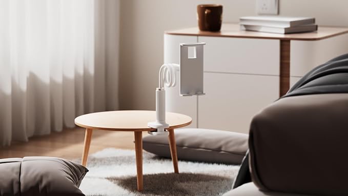 K-MT【38.7inch/98cm】 Tablet Phone Holder Table Desk Gooseneck Mount, Mount Holder Clip with Grip Flexible Long Arm Compatible for ipad iPhone/Switch/Samsung Tabs/Kindle Fire HD K-MT (White)