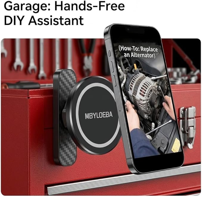 Magnetic Golf Cart Phone Holder & Gym Mount - N52 Strong Magnet for Any Metal Surface, Versatile Golf Cart Accessories, Birthday Gifts for Men Husband, Fits MagSafe iPhone 17-12 (Black)