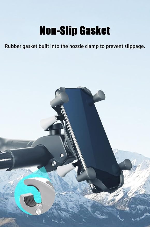 Strg Phone Mount with Clamp for Rails 1.0" to 2.0" in Diameter, Motorcycle Bike Phone Holder for Bike Motorcycle ATV/UTV Handlebar and More Rails (Clamp Pitch Diameter: 1.0" to 2.0")