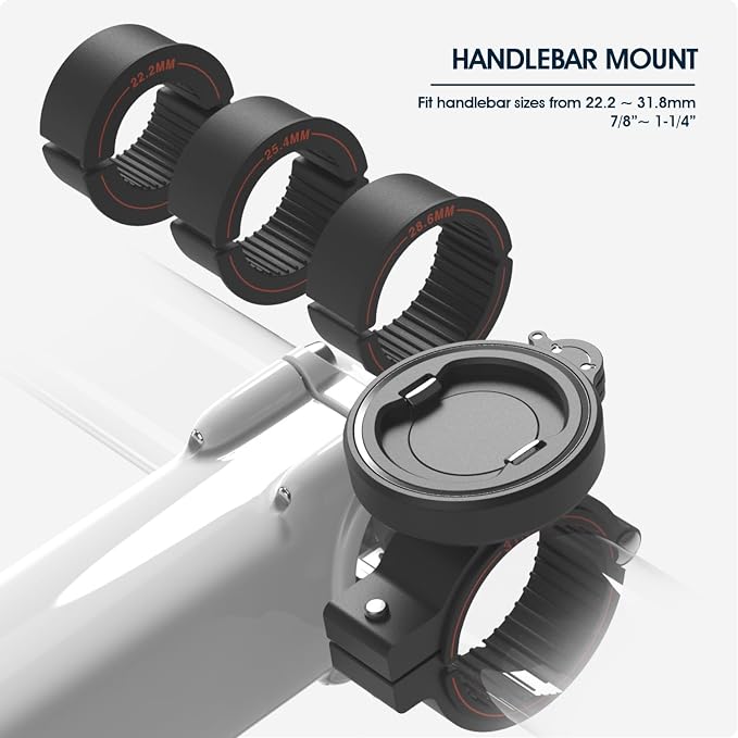 Bike Handlebar Phone Mount with Dual Lock System – Universal Clamp for Scooter, E-Bike, MTB | 3M Adhesive Adapter | CNC Aluminum Holder