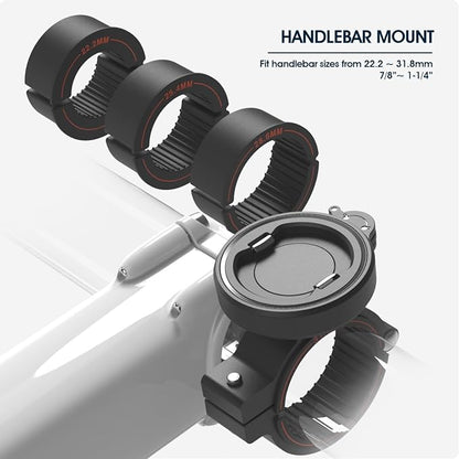 Bike Handlebar Phone Mount with Dual Lock System – Universal Clamp for Scooter, E-Bike, MTB | 3M Adhesive Adapter | CNC Aluminum Holder