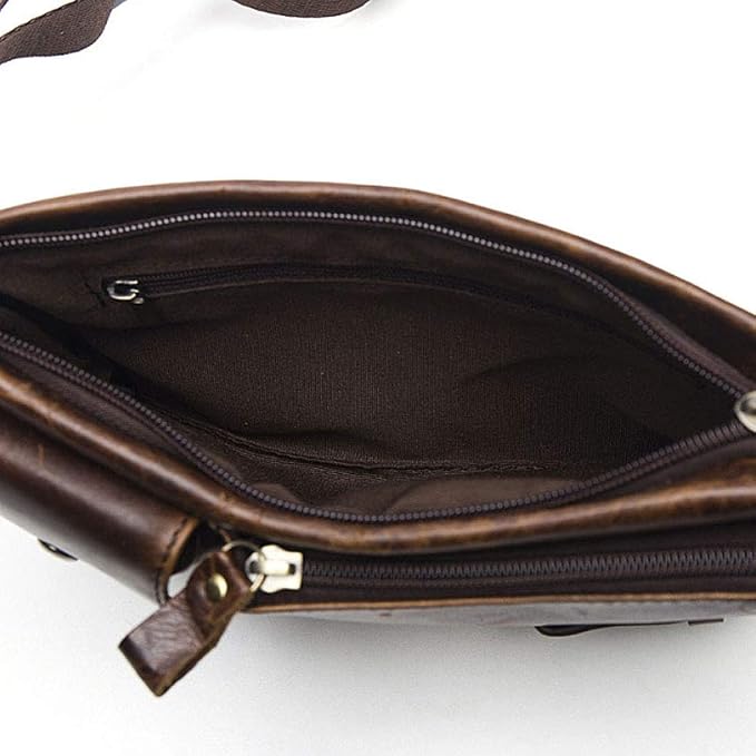 Hebetag Leather Waist Bag Fanny Pack for Men Women Travel Outdoor Hunting Hiking Climbing Multi-Purpose Hip Bum Belt Slim Cell Phone Purse Wallet Pouch, Deep Brown